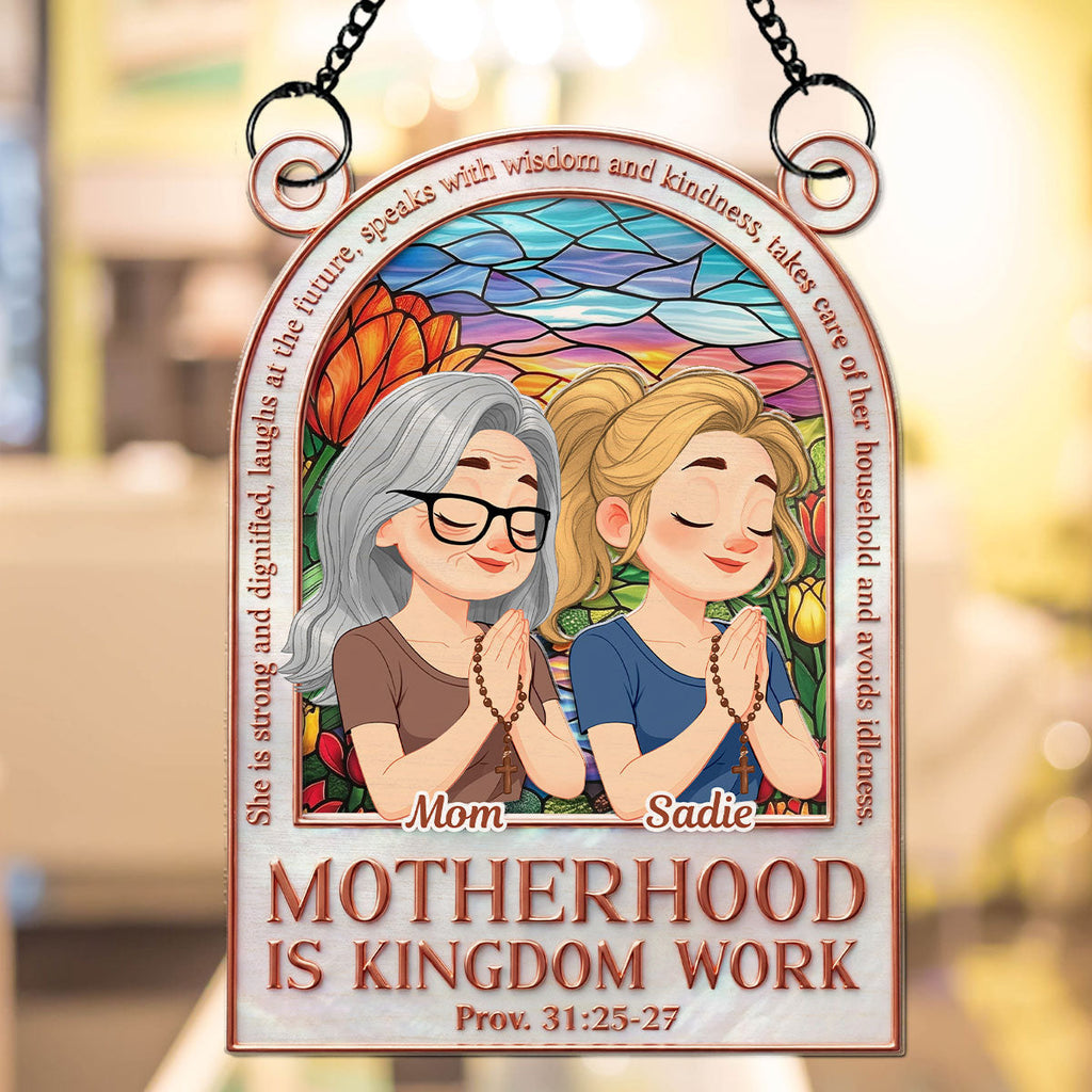Custom Hanging Decor for Mom Daughter, Mother's Day Gifts • Faith Guides Her Journey - Personalized Suncatcher