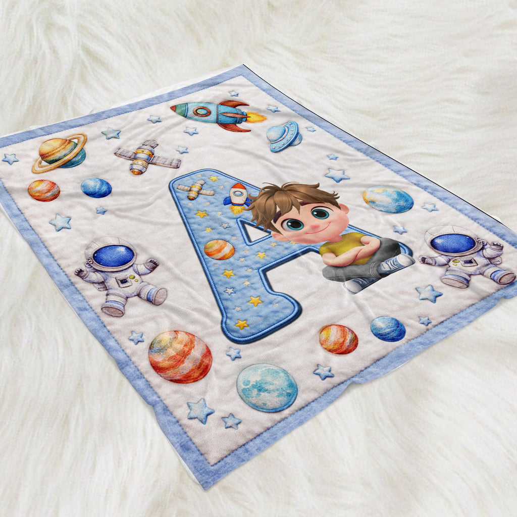 Little One Initial World - Personalized Fleece Blanket