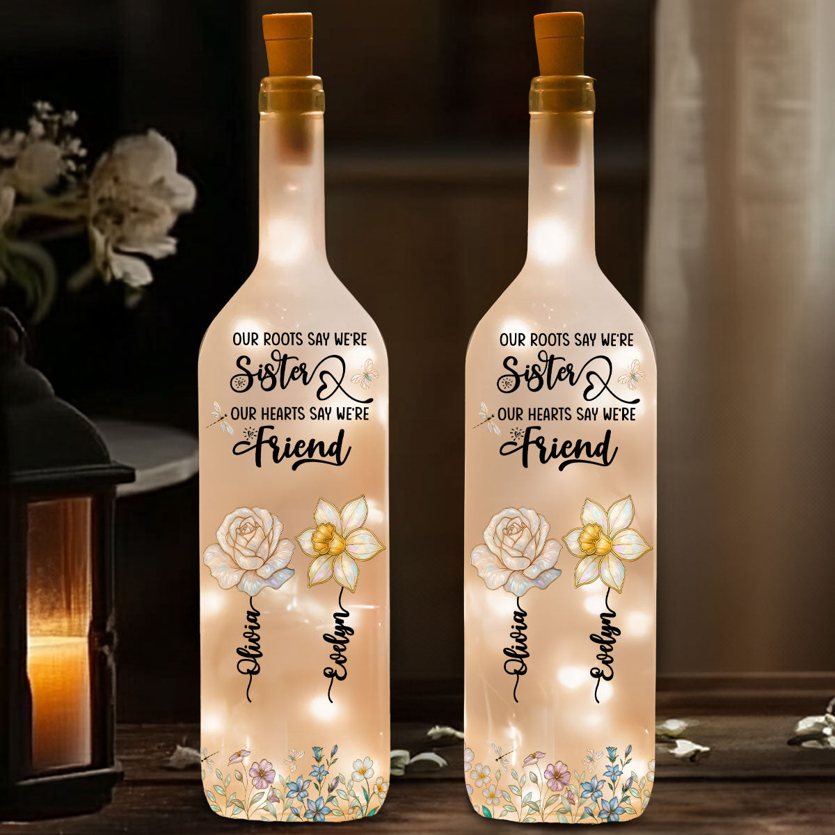 Growing Together Blooming Forever - Personalized Bottle Lamp