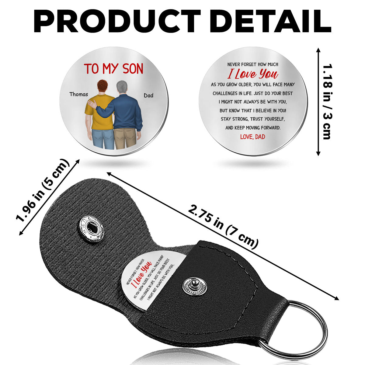 Custom Coin Keychain for Son, Father's Day Birthday Gifts • My Boy My Son - Personalized Pocket Hug