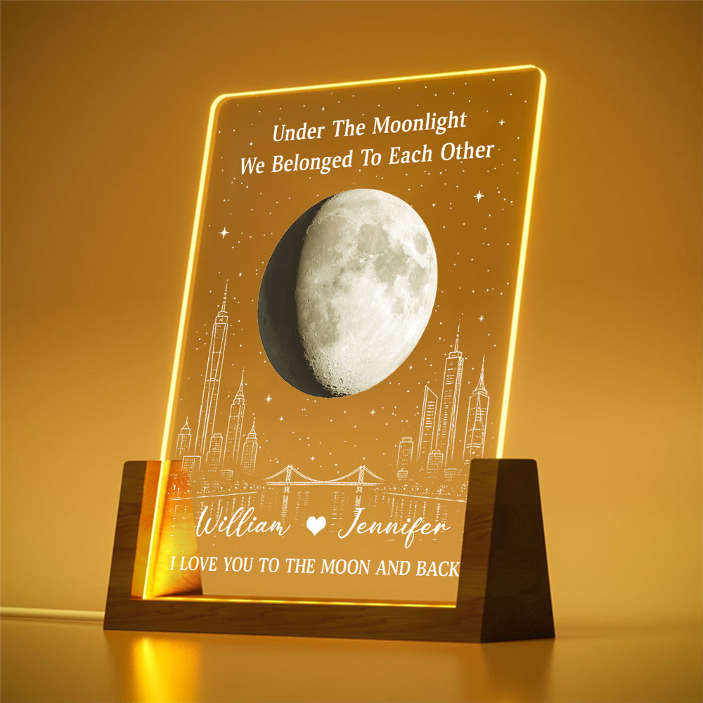 Custom Anniversary, Wedding, Christmas Gift For Husband, Him• Under The Moonlight - Personalized Night Light