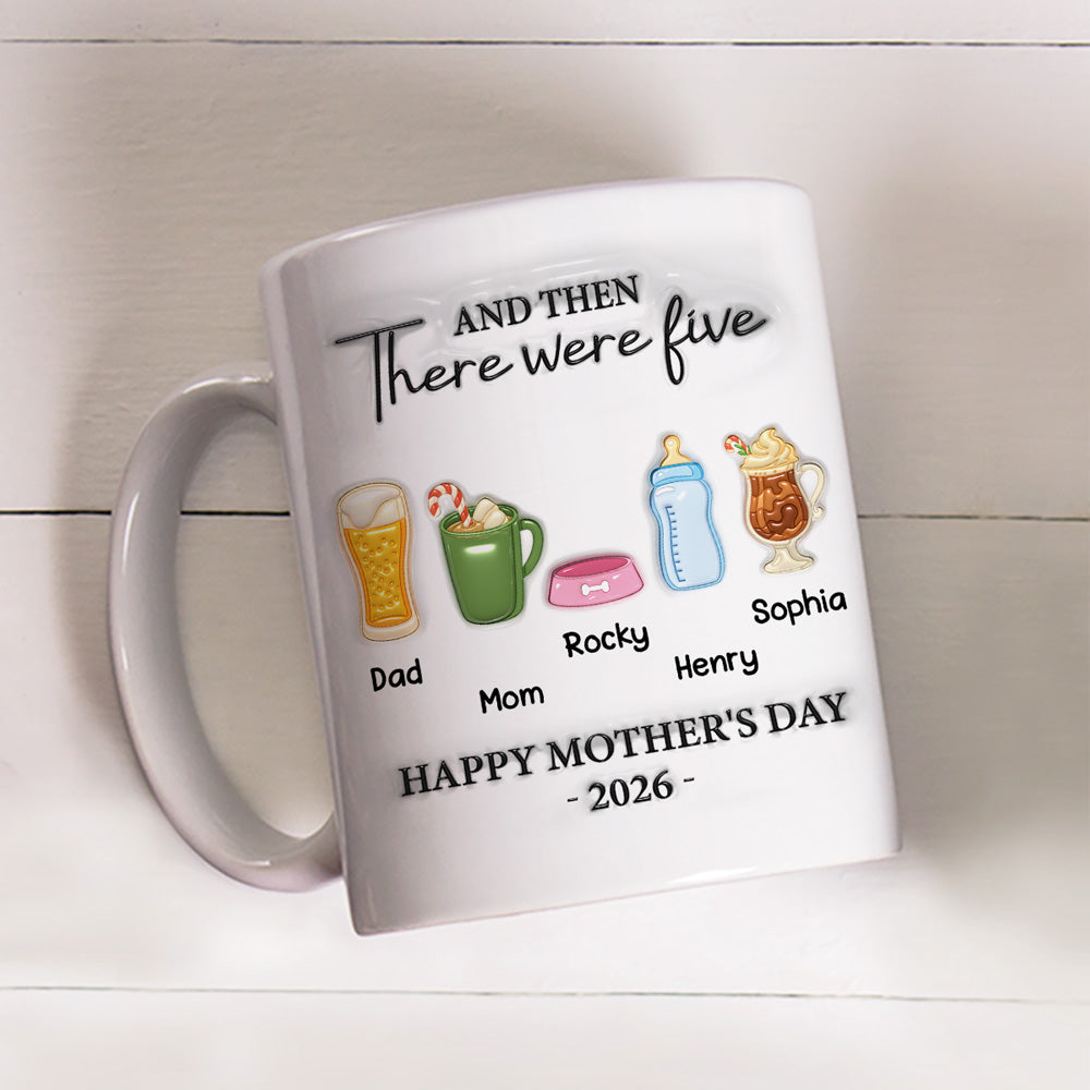 Custom First Mother's Day, Christmas Gift for New Mom • And Then There Were Four - Personalized 3D Inflated Effect Mug