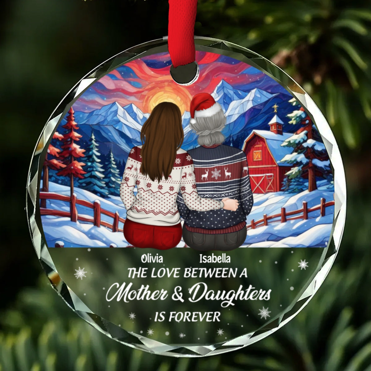 Custom Family Ornament, Christmas Gift for Family Members •  Linked Forever - Personalized Glass Ornament
