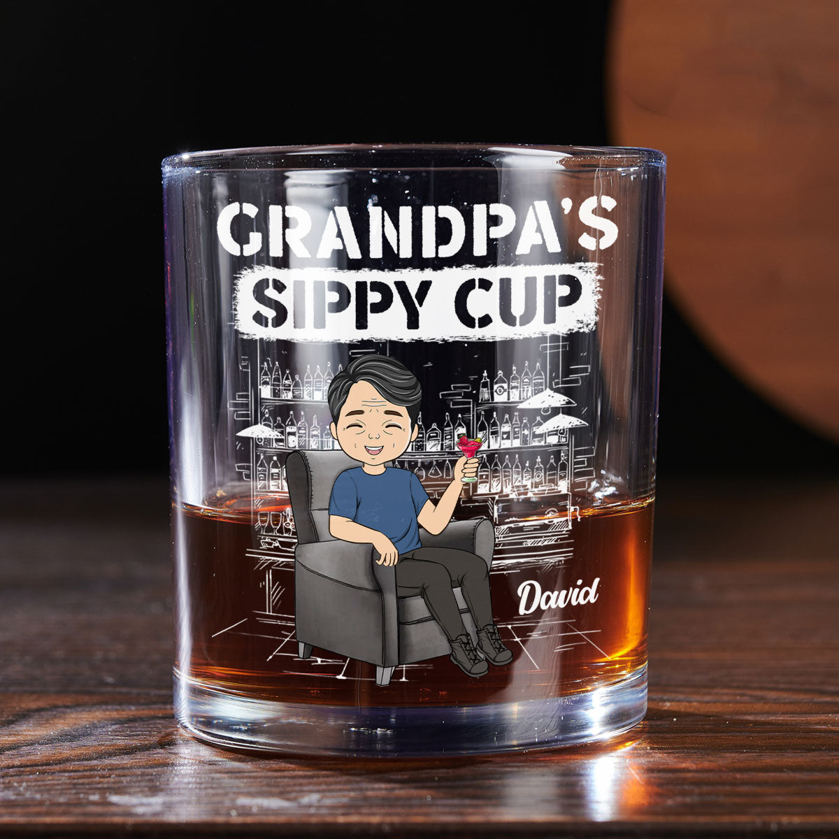 Custom Father's Day Birthday Gifts for Dad • Dad Sippy Cup - Personalized Whiskey Glass
