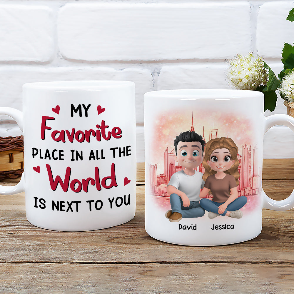 Custom Anniversary Keepsake Gifts For Couple • Cartoon Couple Beside Together - Personalized Coffee Mug