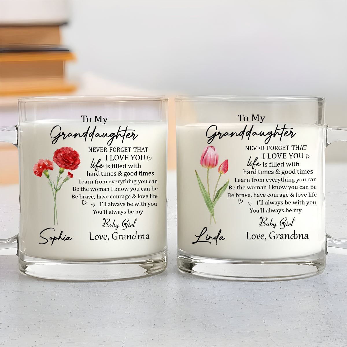 Custom Christmas & Birthday Gift for Granddaughter • Never Forget Granddaughter - Personalized Glass Mug
