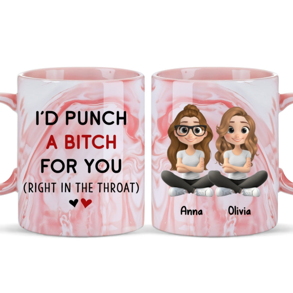 Custom Best Friend, Christmas & Birthday Friendship Keepsake Gift • Lovely Besties - Personalized Pink Marble Mug