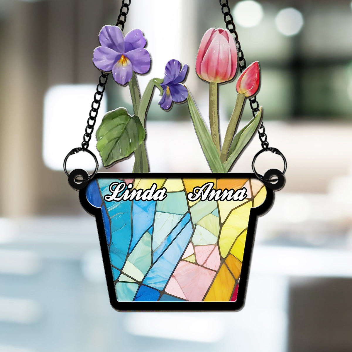 Custom Best Friend Hanging Decor, Friendship Birthday Gifts • Birth Flower - Personalized Suncatcher