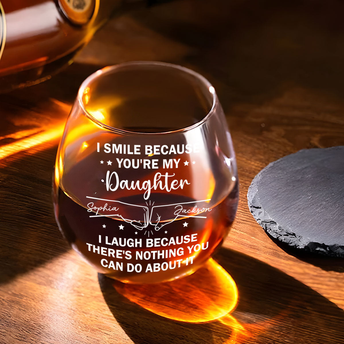 I Smile Because Of You - Personalized Wine Glass