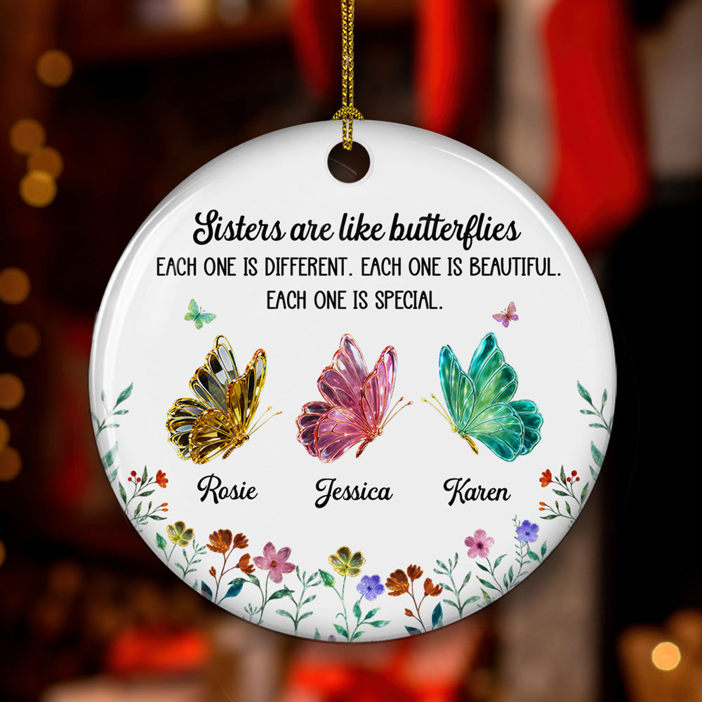 Custom Sister Christmas Ornament •  Festive Sister - Personalized Ceramic Ornament