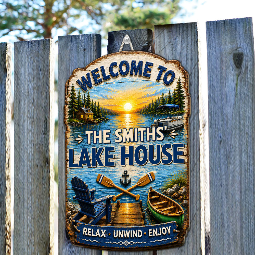 Custom Family Summer Backyard, Patio & Porch Decor • Relax And Unwind - Personalized Wood Sign