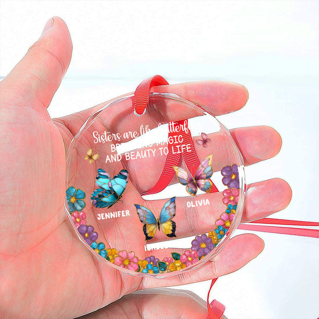 Custom Sister Christmas Ornament •  Beauty And Magic - Personalized Glass Ornament