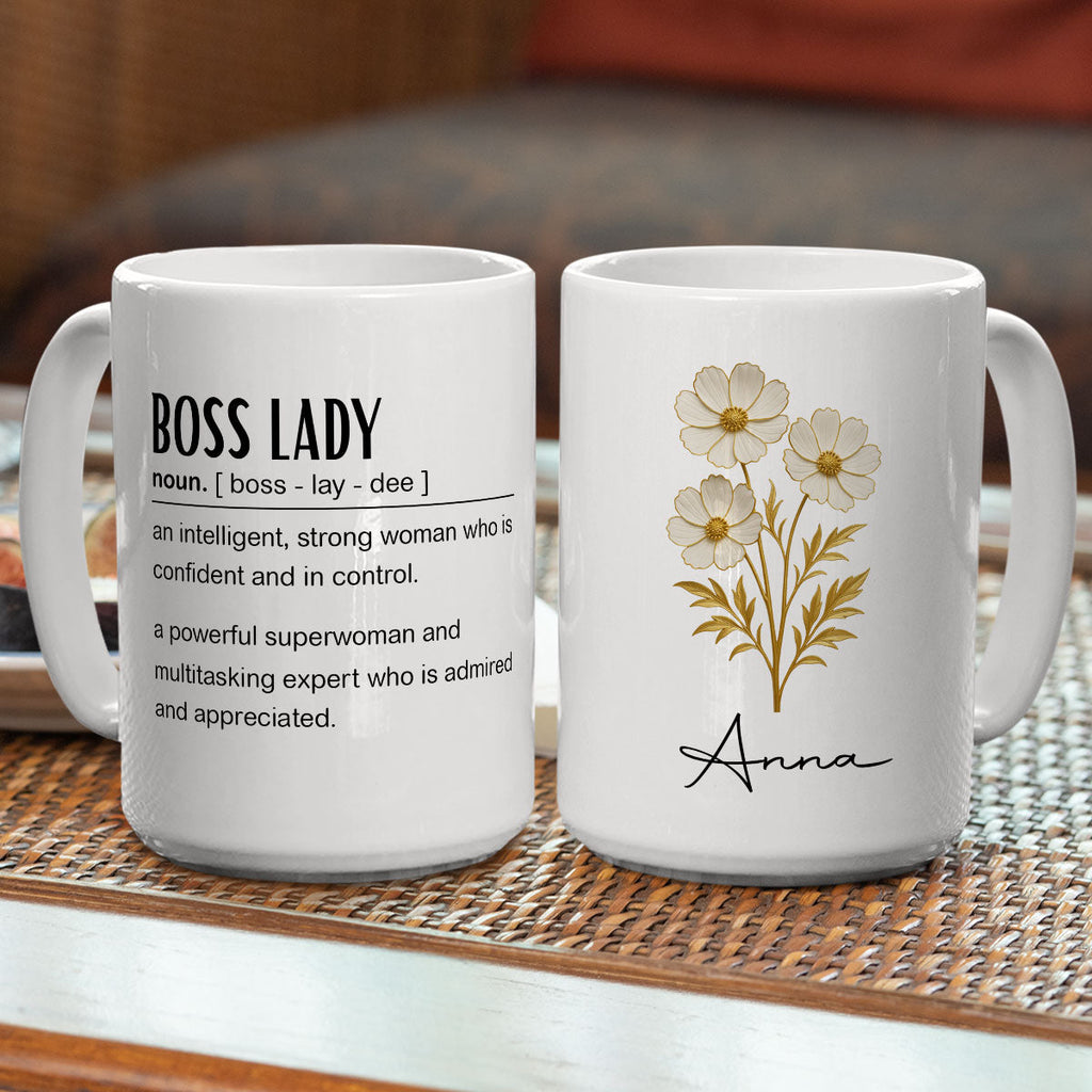 Custom Coworker, Christmas & Birthday Team Appreciation Gift • Boss Lady Definition - Personalized Coffee Mug