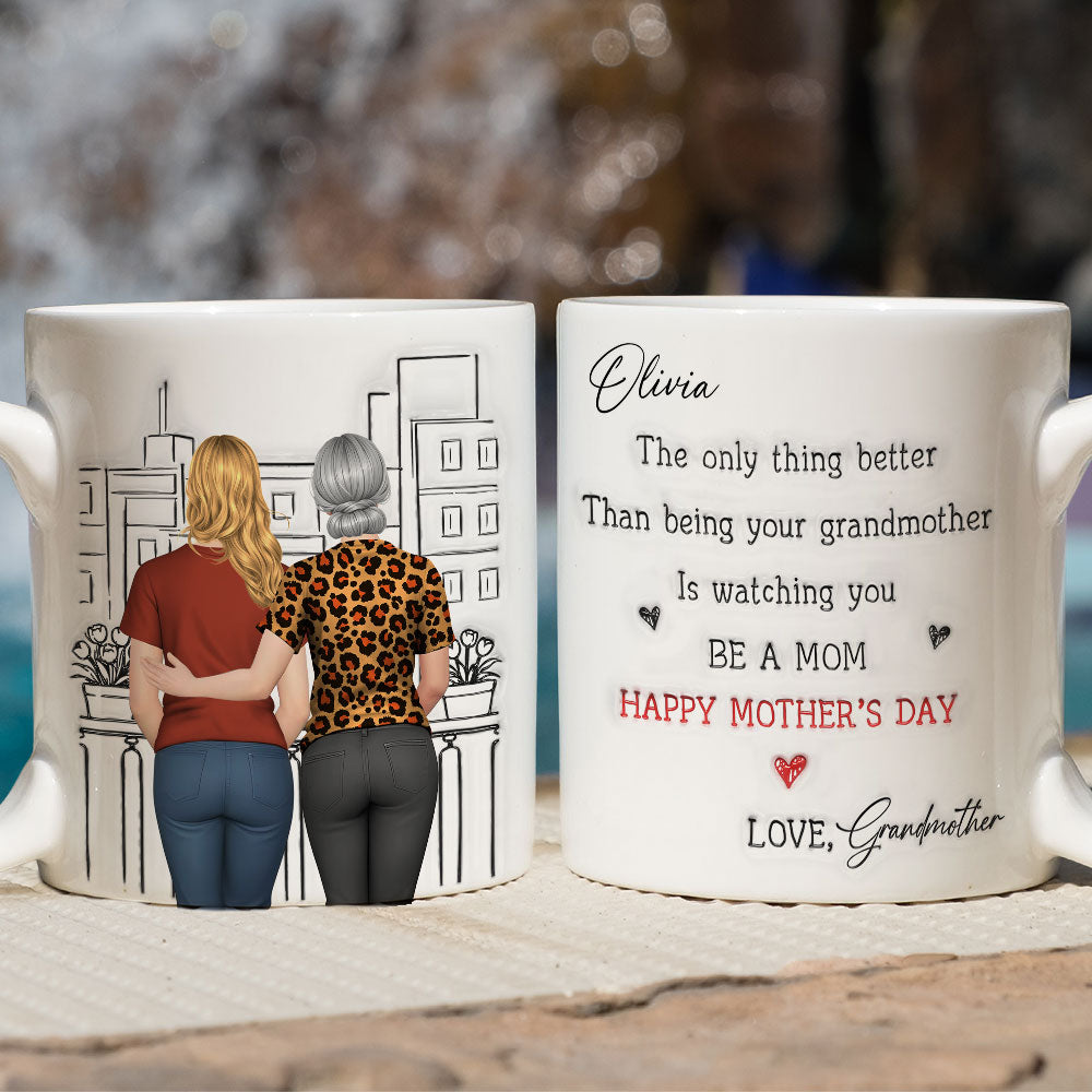 Custom Christmas & Birthday Gift for Granddaughter • Watching You Be Caring Grandmother - Personalized 3D Inflated Mug