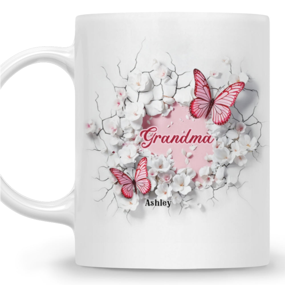 Custom Christmas & Birthday Gift For Grandma • Grandma Butterfly - Personalized 3D Inflated Effect Coffee Mug