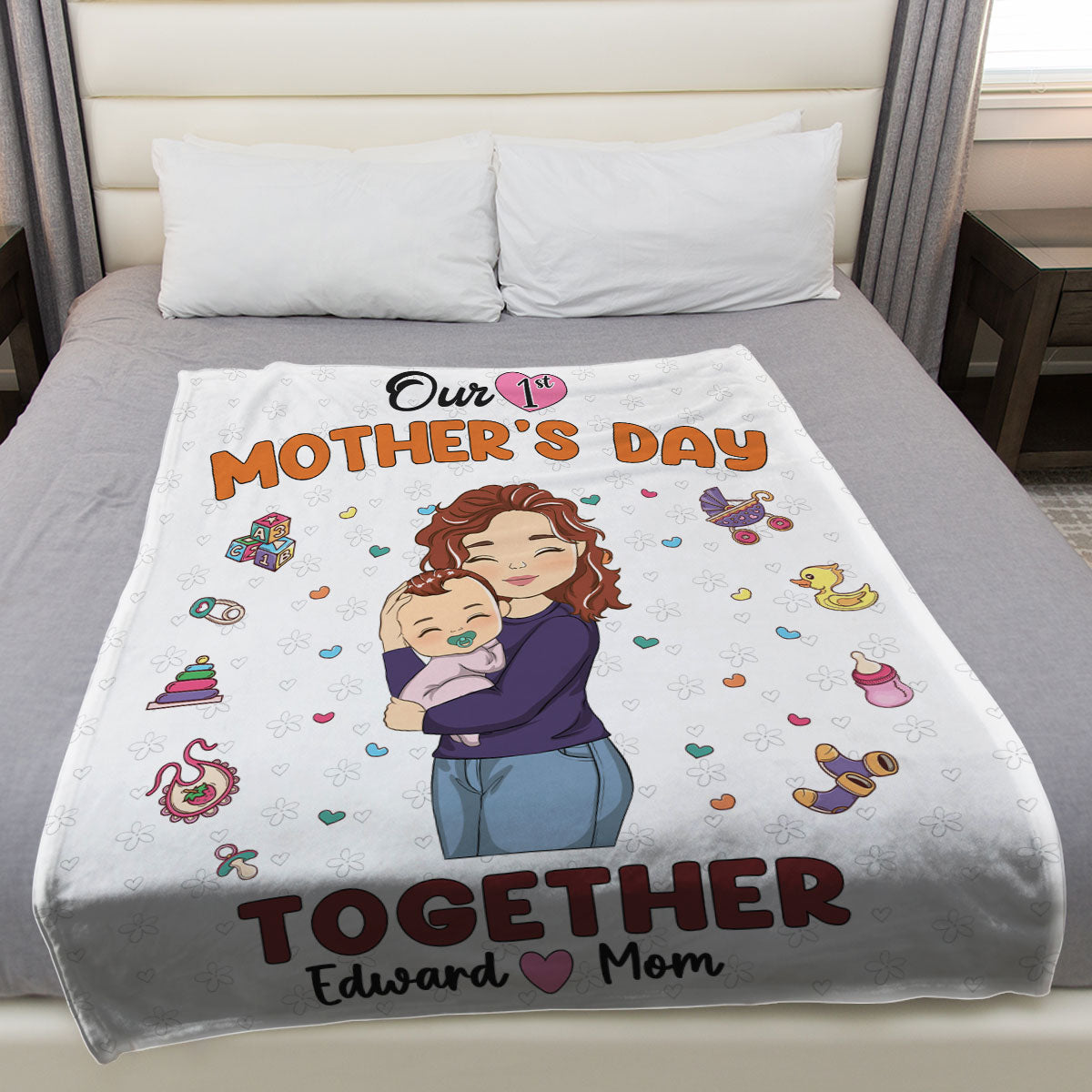First Mother Day - Personalized Fleece Blanket