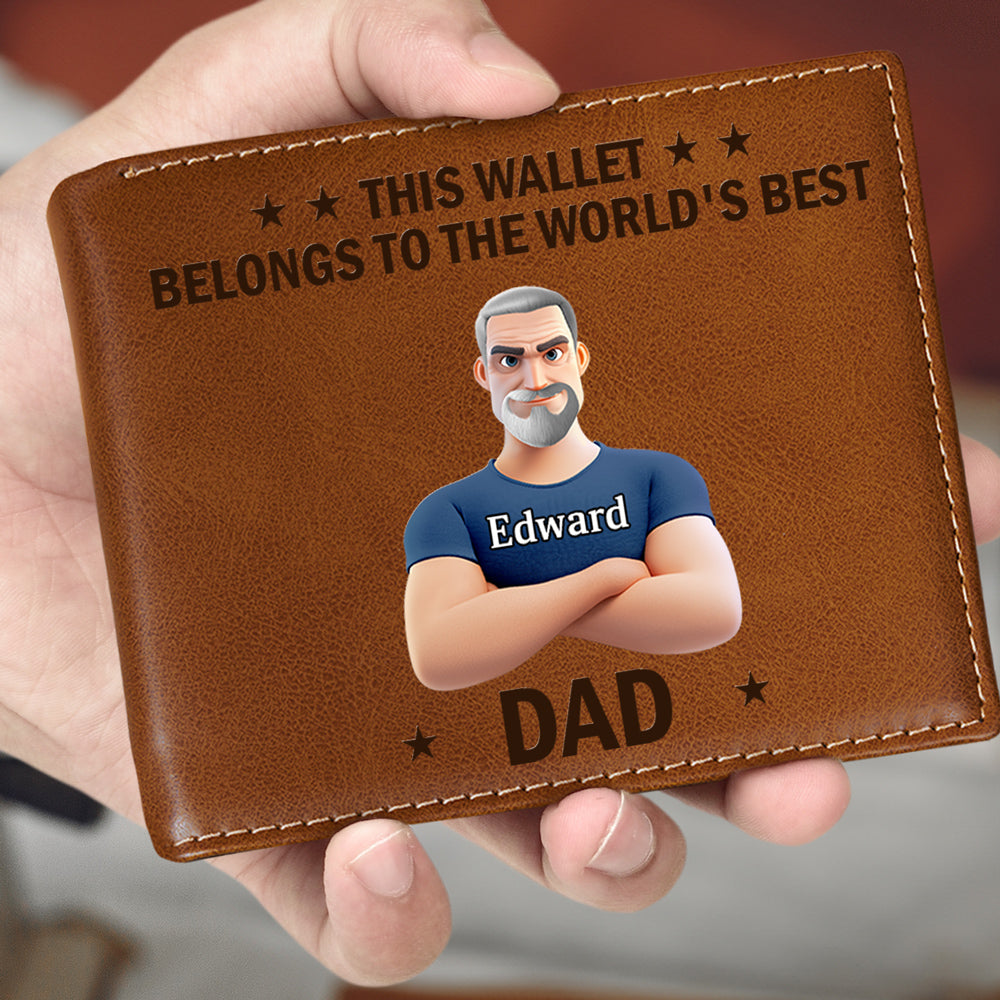 Belongs To The Best Dad - Personalized Printed Men Leather Wallet