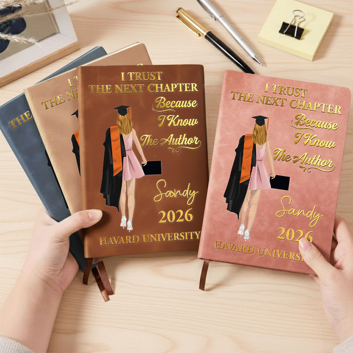 Graduation Journal Custom Name School Year For Daughter, Son • I Know The Author - Personalized Leather Journal