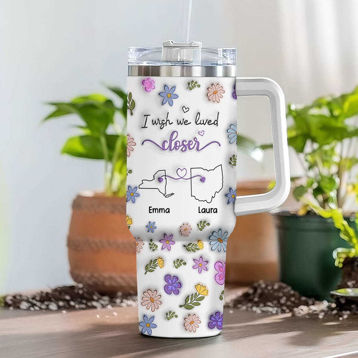 Custom Christmas Birthday Gifts For Best Friend • I Wish We Lived Closer - Personalized 3D Inflated Effect Printed 40 Oz Tumbler