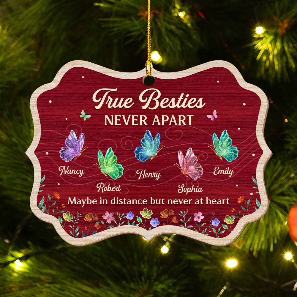 Custom Friendship Christmas Ornament, Best Friend Gift •  True Friends - Personalized Wood Ornament