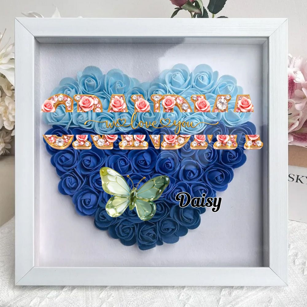 Mom We Love You - Personalized Flower Shadow Box