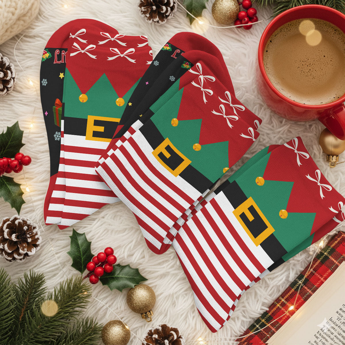 Custom Christmas Footwear, Birthday Gift For Son, Daughter • Little Elf - Personalized Crew Socks
