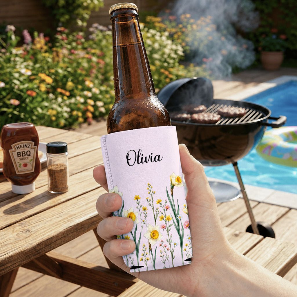 Birth Month Flowers - Personalized Skinny Can Cooler