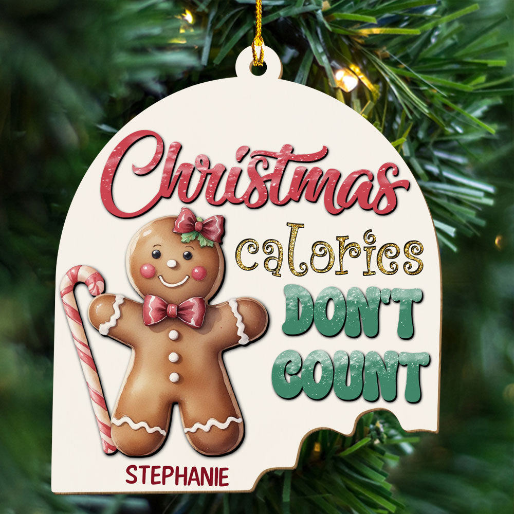 Custom Family Ornament, Christmas Gift for Family Members •  Christmas Calories - Personalized Wood Ornament