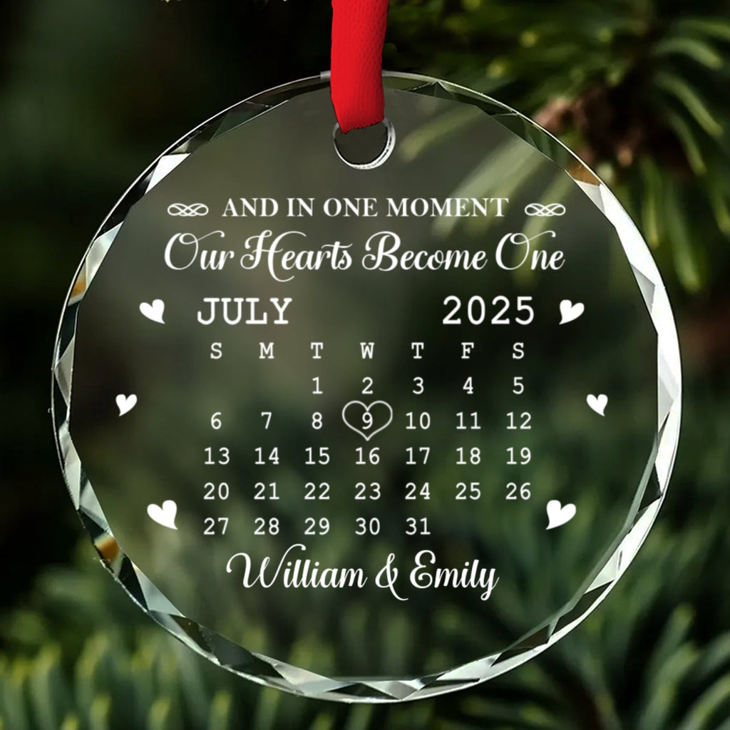 Custom Couple Christmas Ornament, Anniversary Gift •  Forever Starts With This Moment - Personalized Glass Ornament