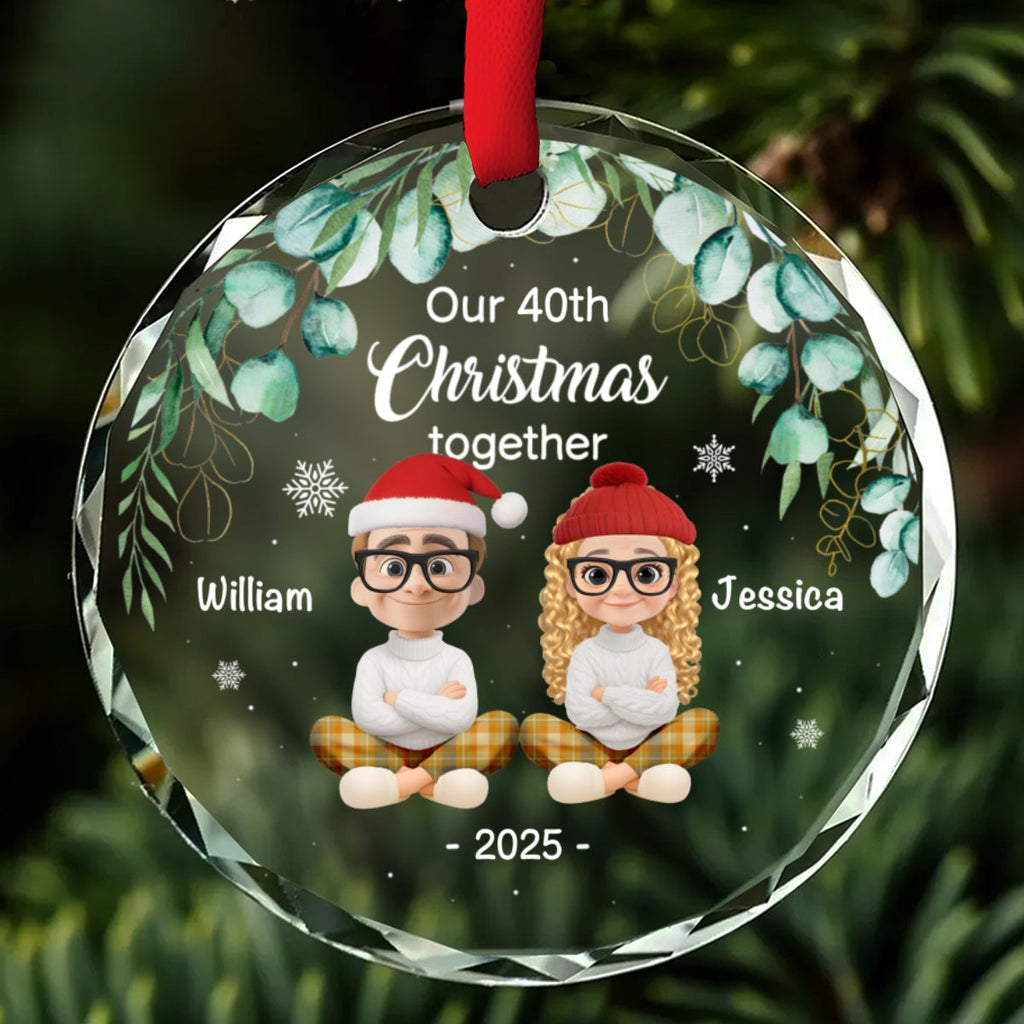 Custom Keepsake Christmas Ornament •  Another Christmas Together - Personalized Glass Ornament