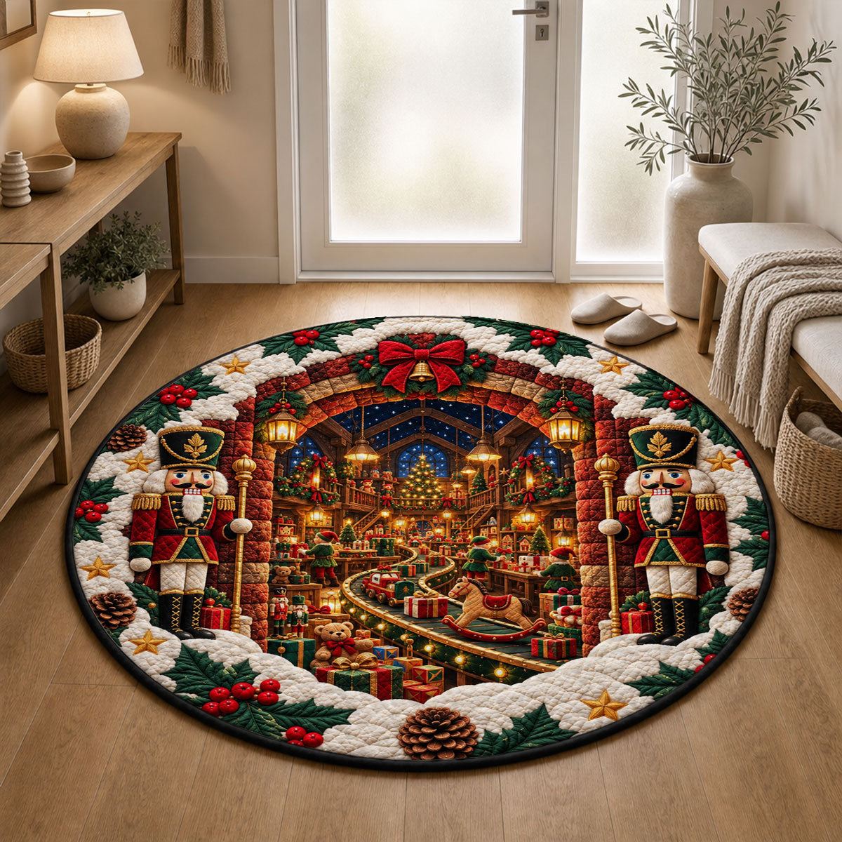 Custom Family Name Christmas Rug, Holiday Decor Gift for Family Members • Our Christmas Story - Personalized Quilted Mat