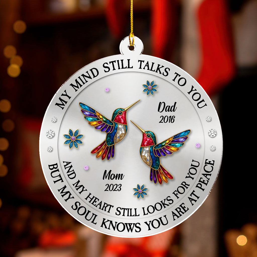 Custom Memorial Christmas Ornament, Sympathy Keepsake •  My Mind My Heart My Soul Memorial - Personalized Acrylic Ornament