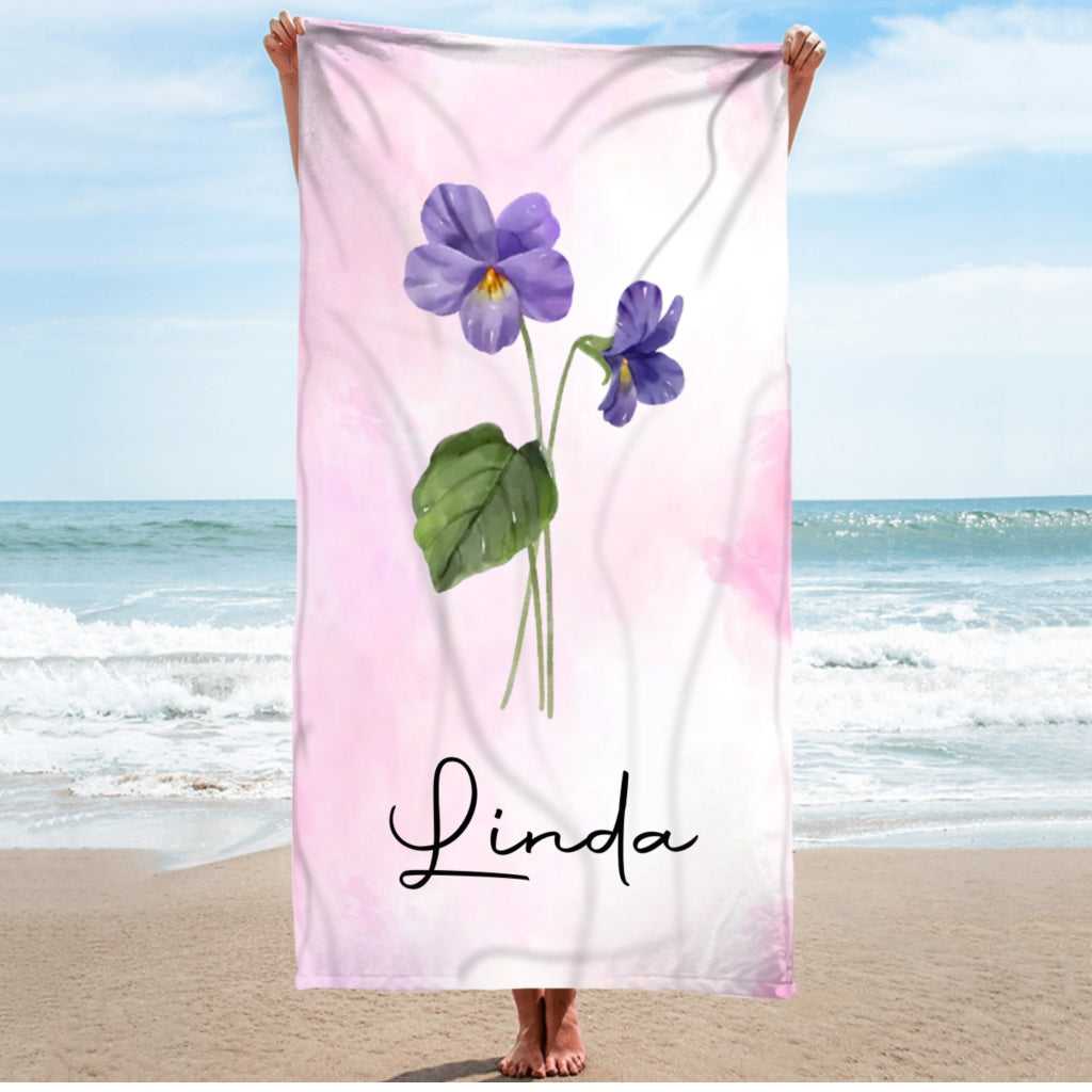 Beach Flower - Personalized Beach Towel
