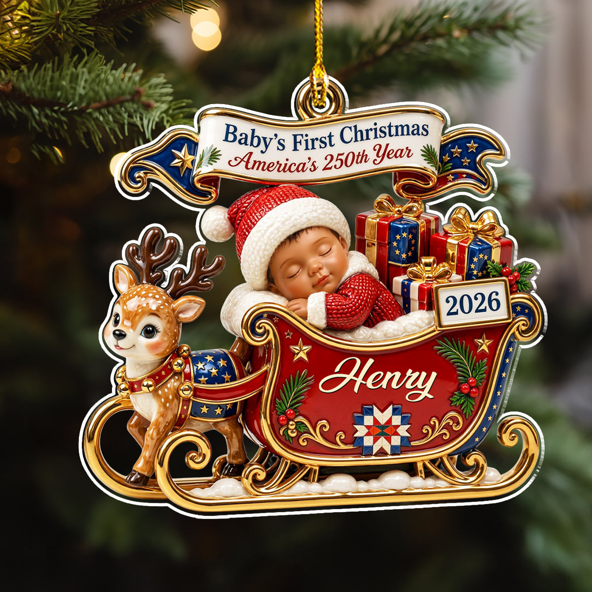 Custom Baby First Christmas Ornament for New Parents •  First Christmas 250 - Personalized Acrylic Ornament