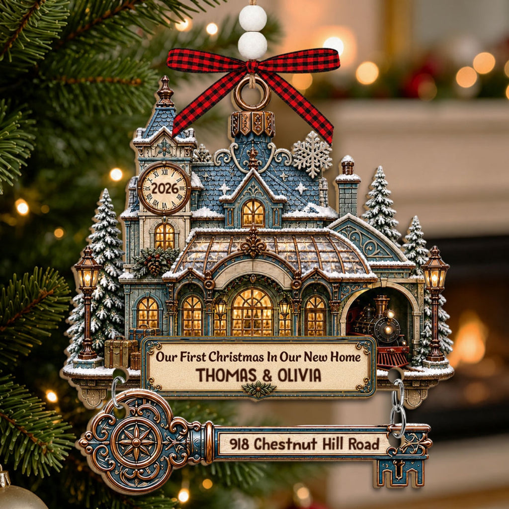 Custom Keepsake Christmas Ornament •  Sweet Home - Personalized Wooden Ornament With Tag