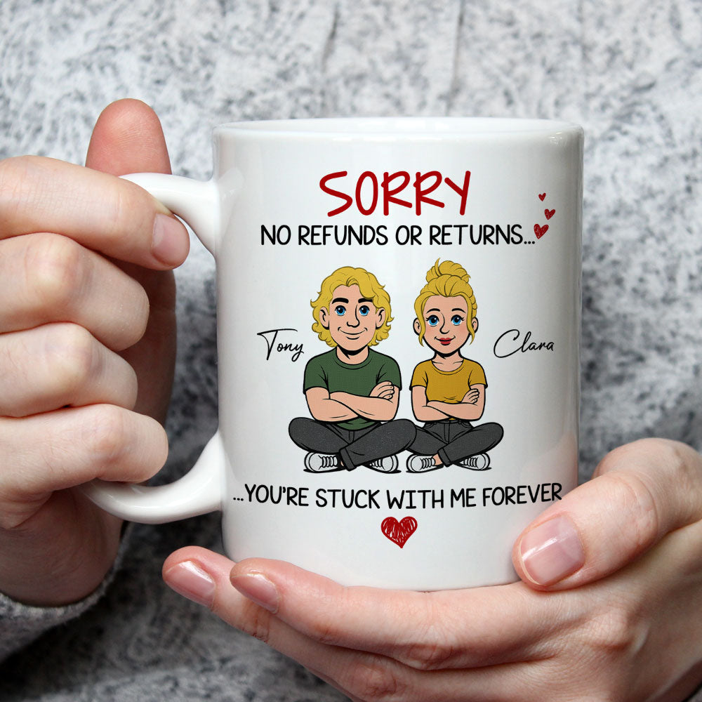 Custom Anniversary Keepsake Gifts For Couple • Retro You Are Stuck With Me Forever - Personalized Coffee Mug