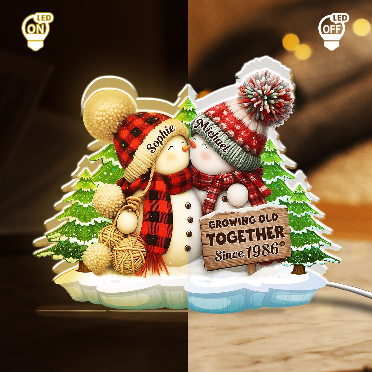 Merry And Bright Together - Personalized Light Box