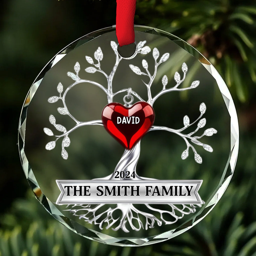 Custom Family Ornament, Christmas Gift for Family Members •  Family Tree - Personalized Glass Ornament