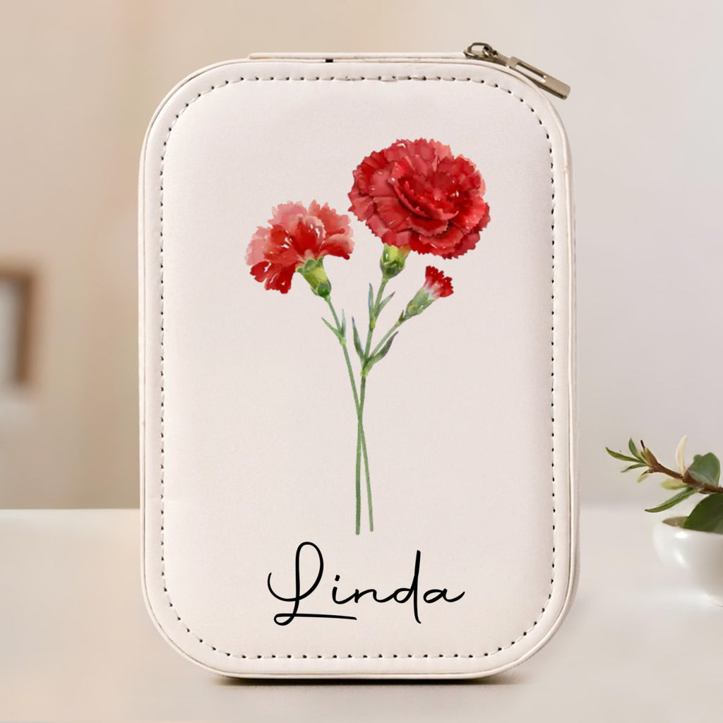 Birth Month Flower Version 2 - Personalized Jewelry Box With LED Mirror