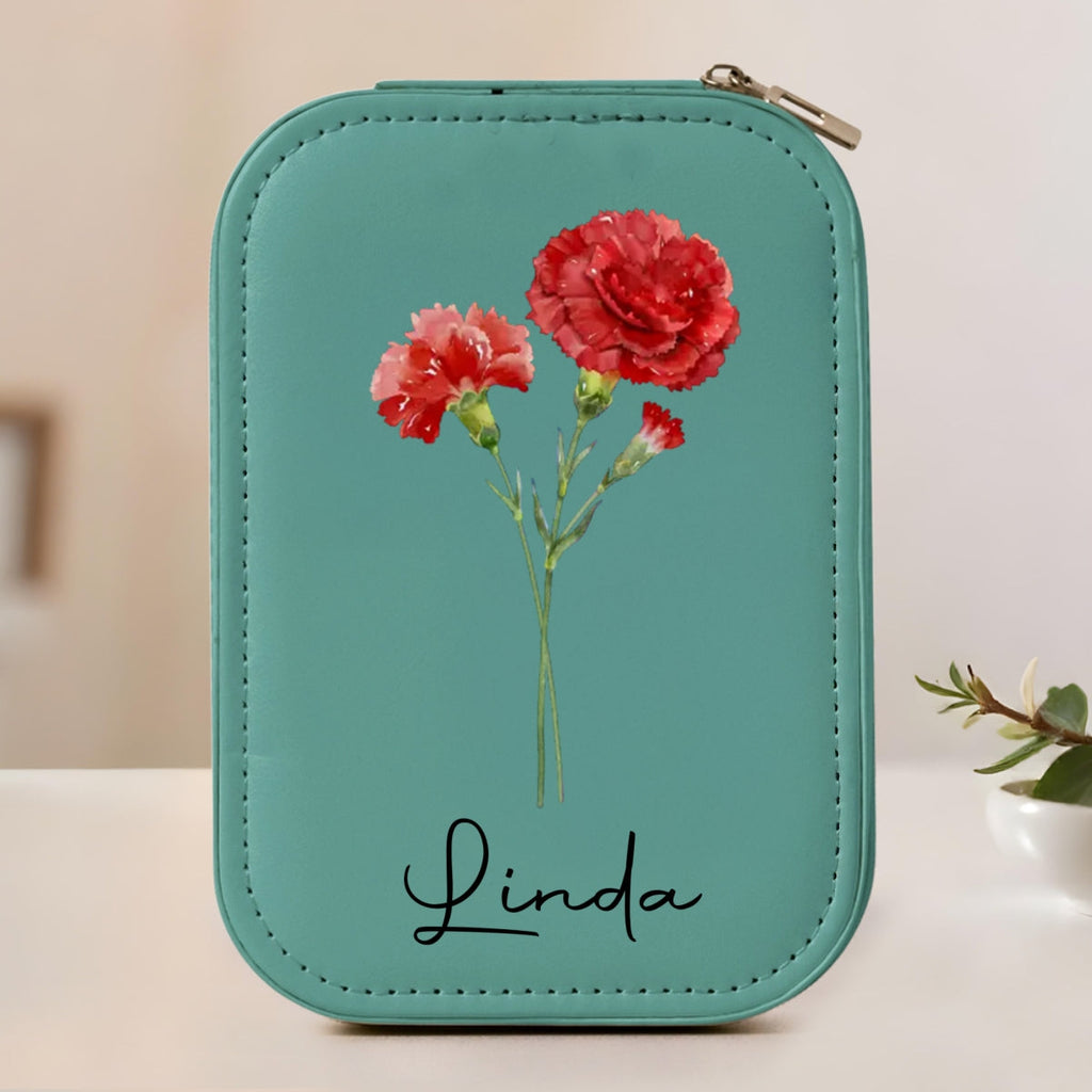 Birth Month Flower Version 2 - Personalized Jewelry Box With LED Mirror