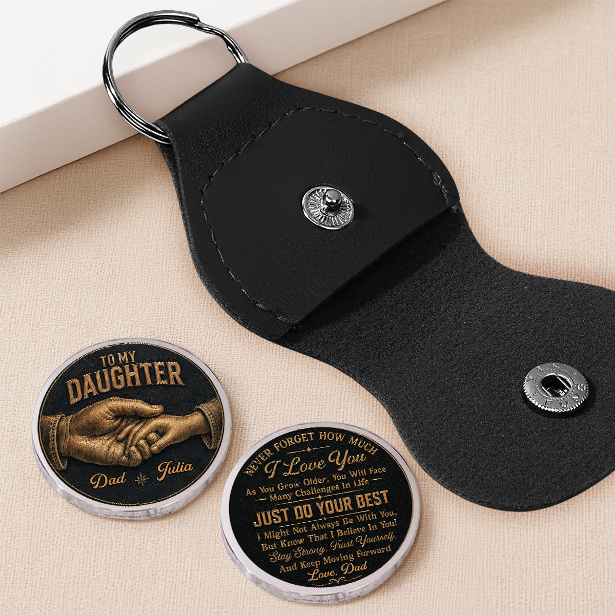 Custom Daughter Coin Keychain, Mother's Day Birthday Gifts • My Greatest Blessing - Personalized Pocket Hug