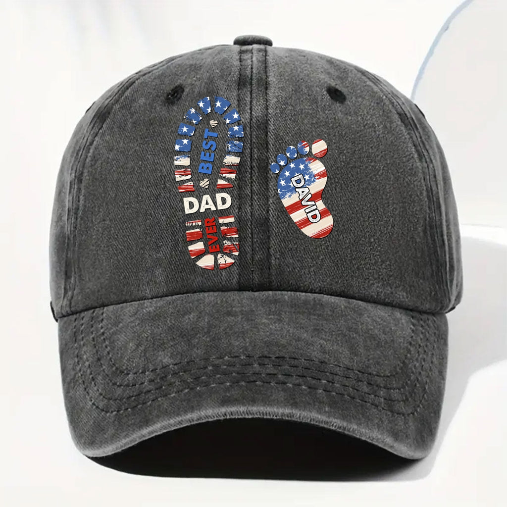 Custom Christmas Headwear Birthday Gifts for Dad • Best Dad Ever - Personalized Vintage Washed Denim Cap