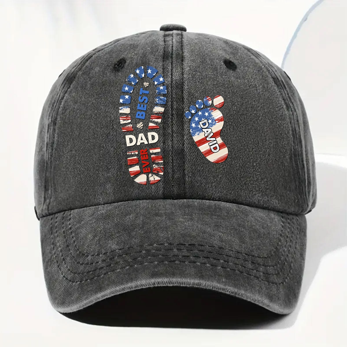 Custom Christmas Headwear Birthday Gifts for Dad • Best Dad Ever - Personalized Vintage Washed Denim Cap