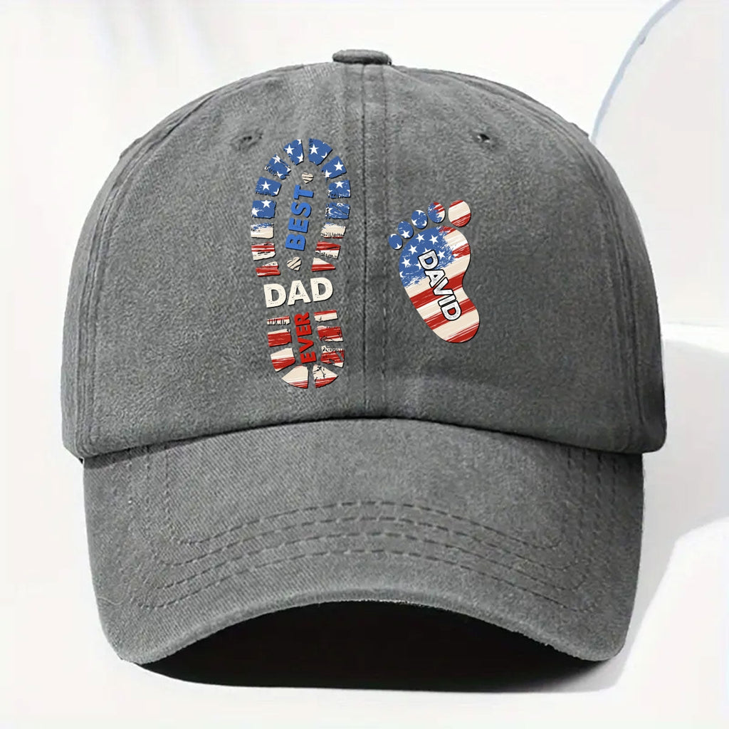 Custom Christmas Headwear Birthday Gifts for Dad • Best Dad Ever - Personalized Vintage Washed Denim Cap