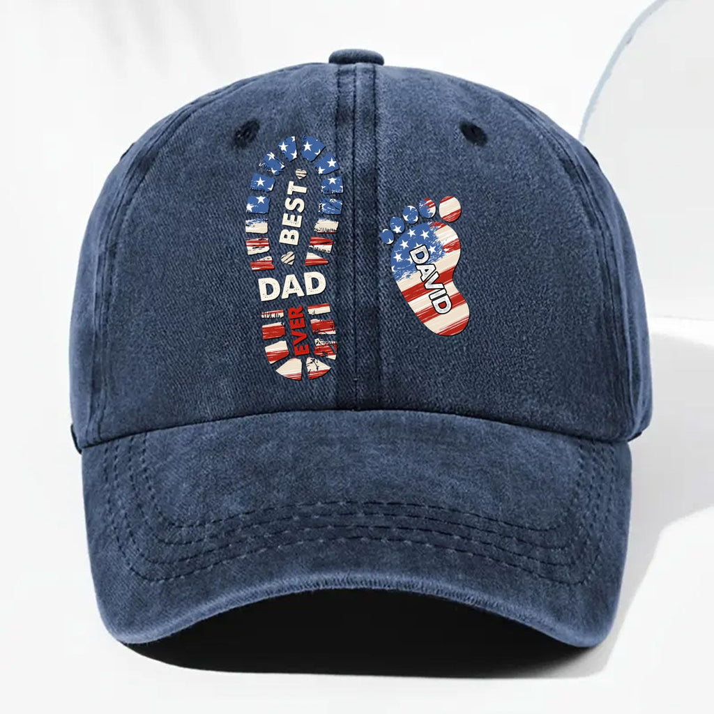 Custom Christmas Headwear Birthday Gifts for Dad • Best Dad Ever - Personalized Vintage Washed Denim Cap