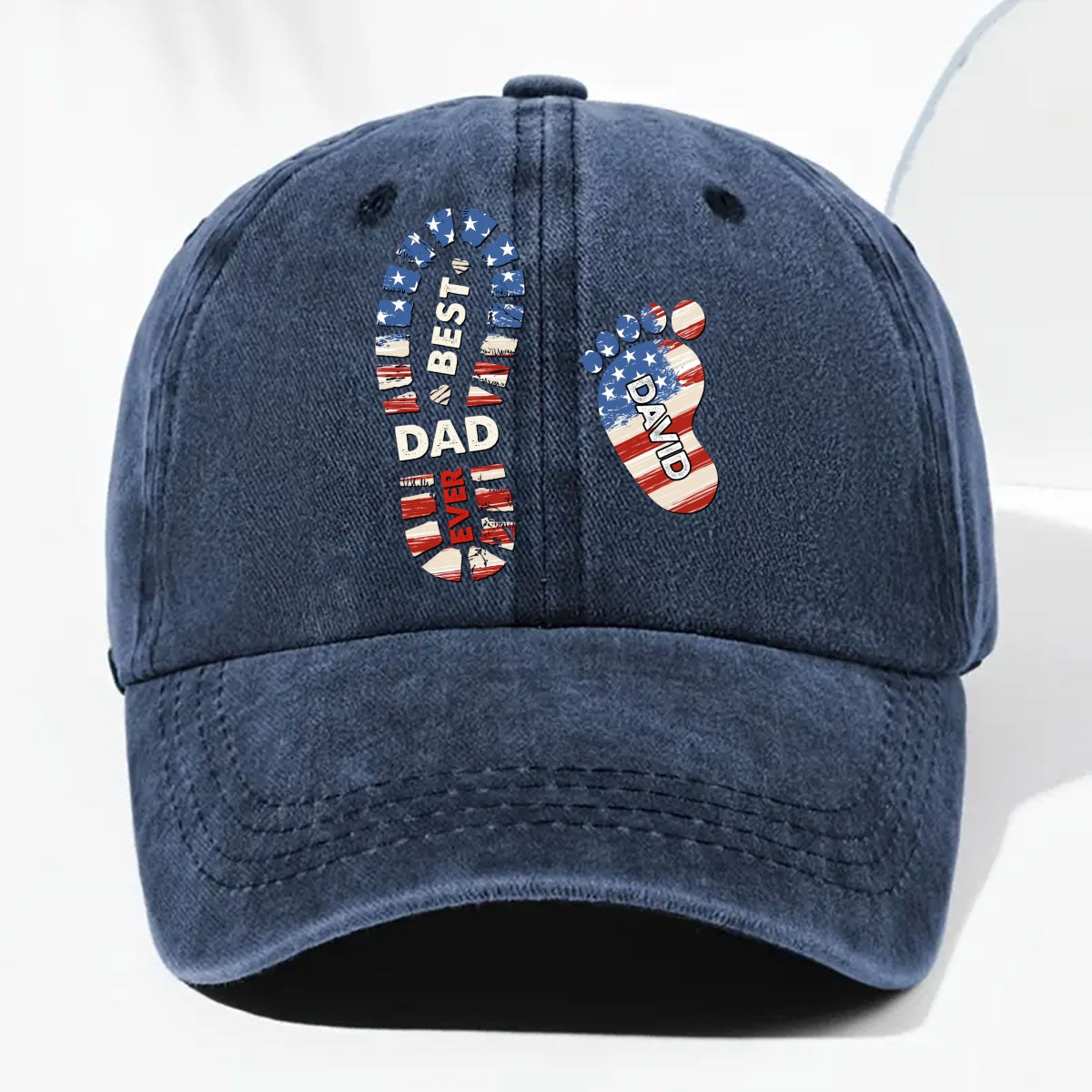 Custom Christmas Headwear Birthday Gifts for Dad • Best Dad Ever - Personalized Vintage Washed Denim Cap
