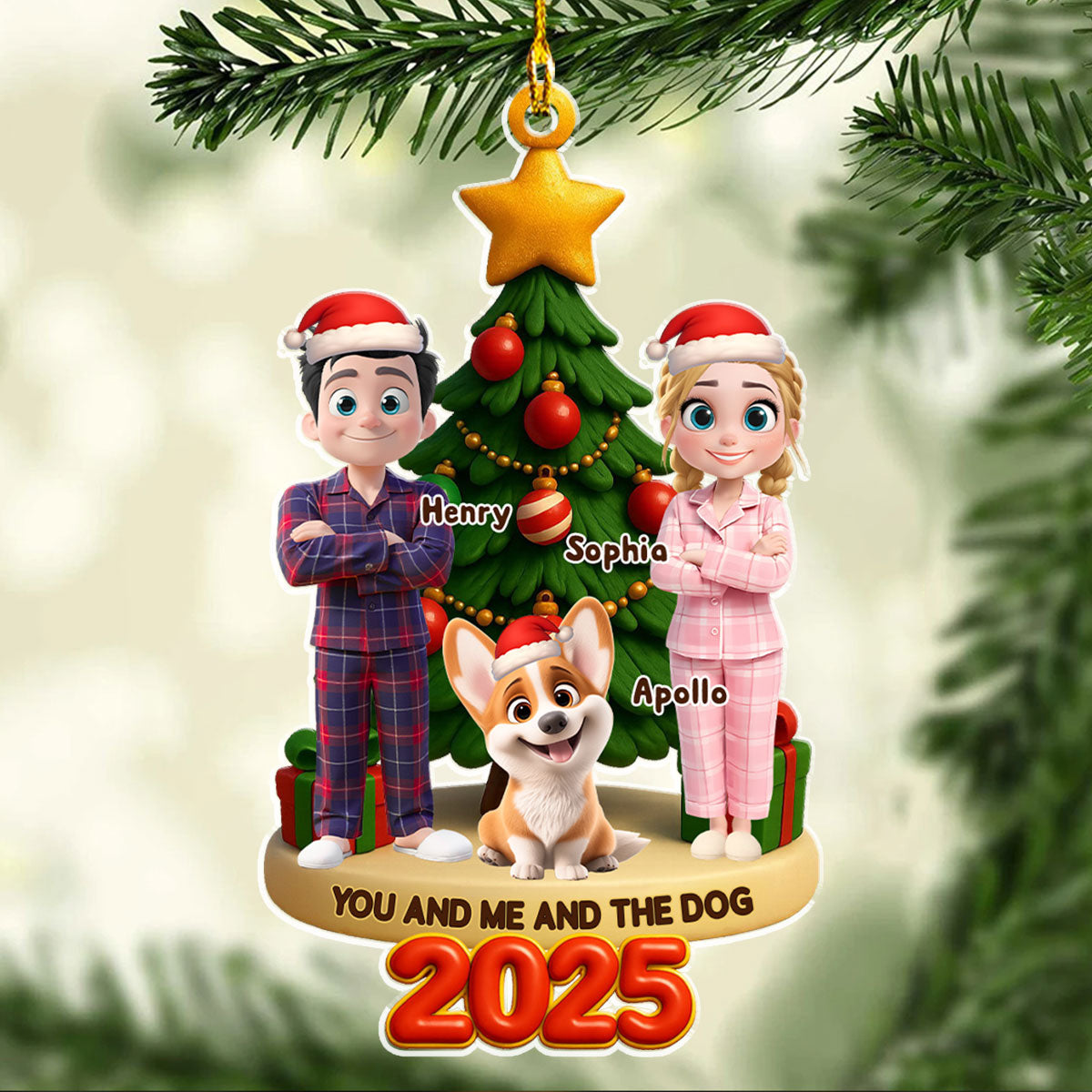 Custom Keepsake Christmas Ornament •  Holiday Family And Pets - Personalized Acrylic Ornament