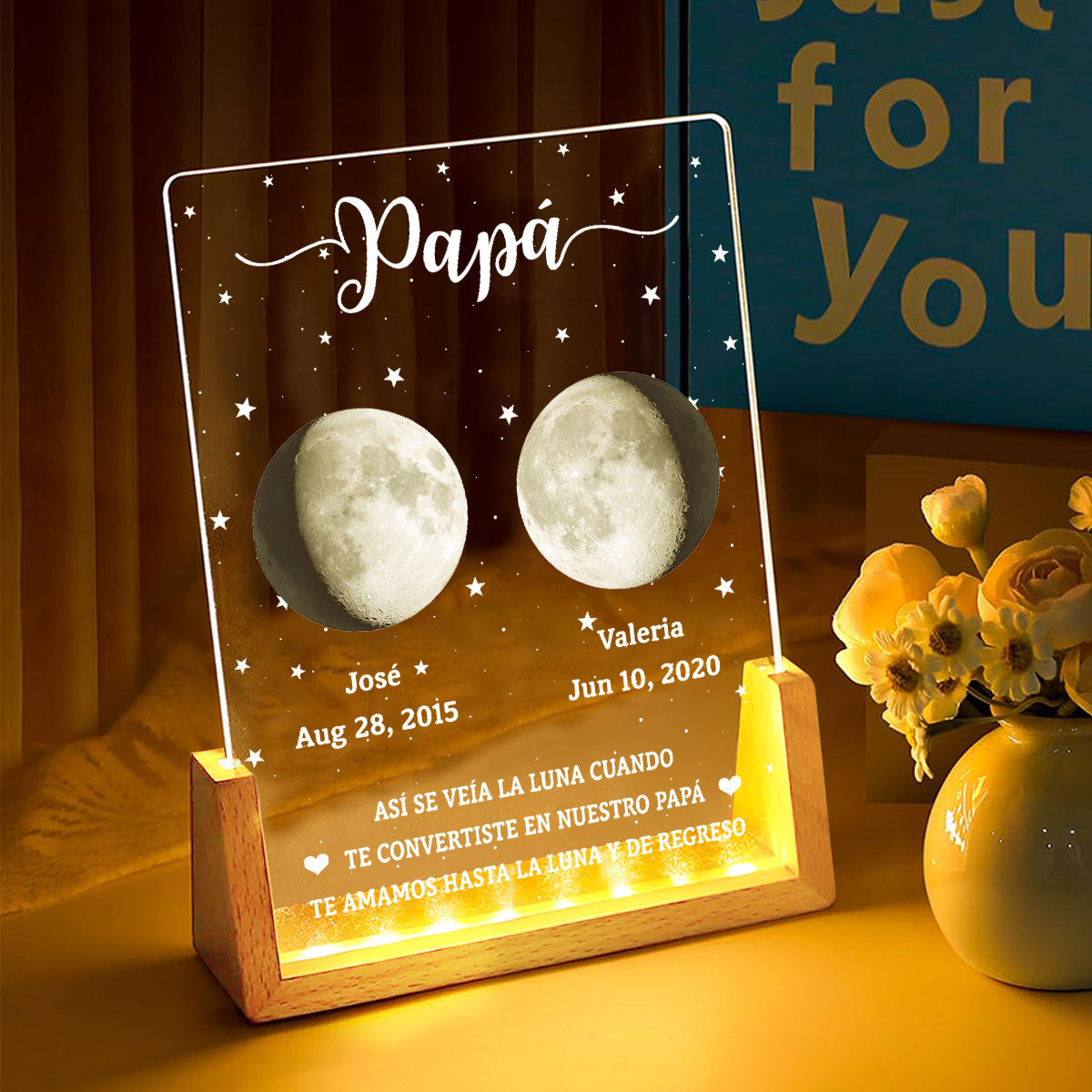 Custom Anniversary, Wedding, Christmas Gift For Husband, Him• Así Se Veía La Luna 2 - Luz nocturna personalizada a medida