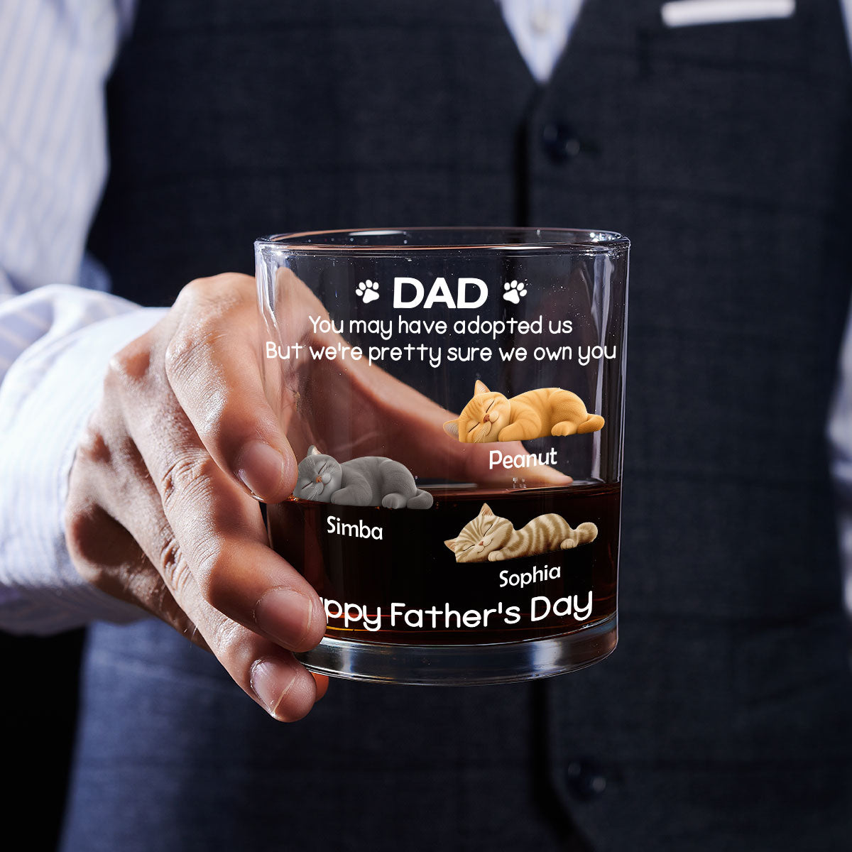 Custom Christmas Birthday Drinkware Gifts for Cat Lovers • I Own You For Sure Cat Ver - Personalized Whiskey Glass