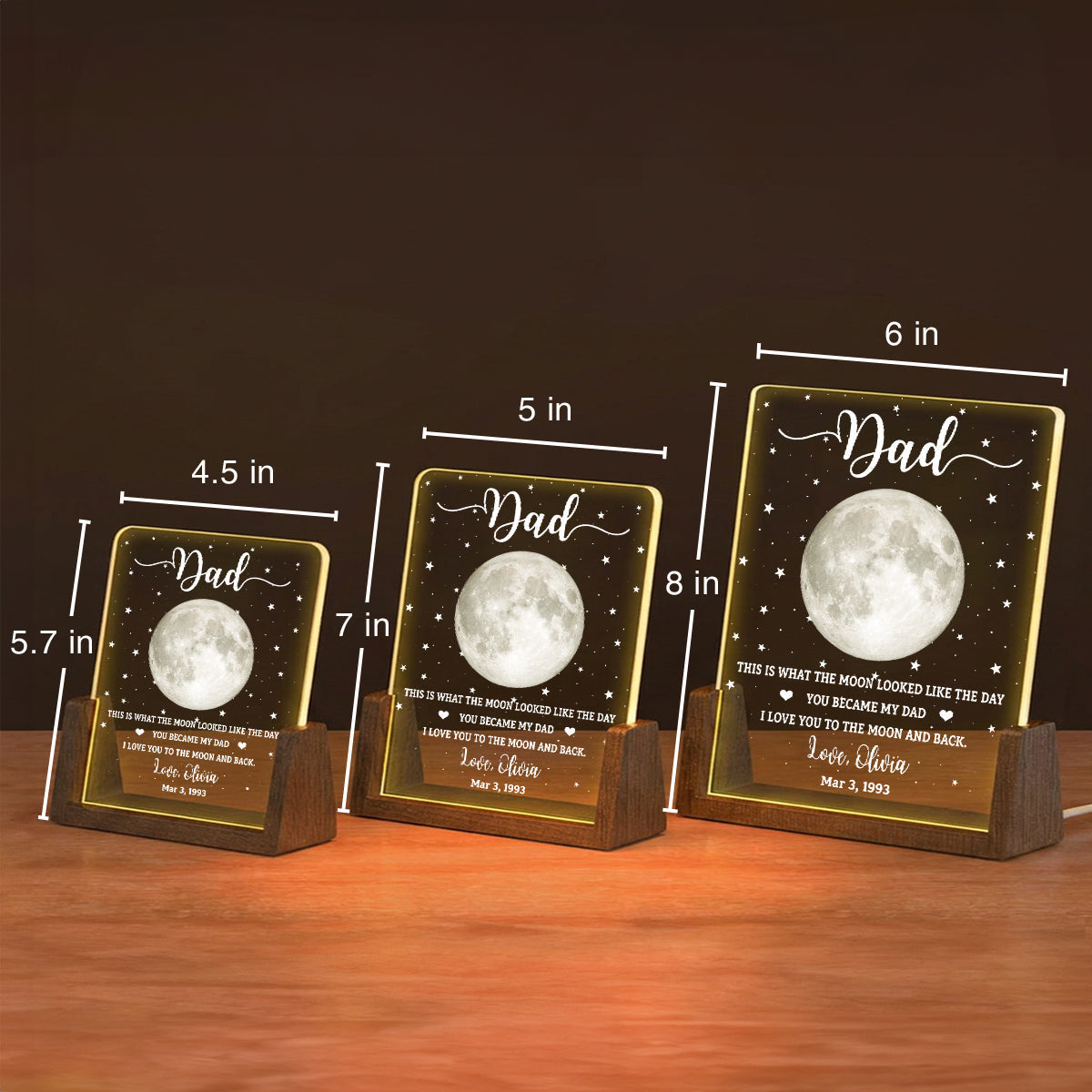 Custom Father's Day Gift for Dad Grandpa • This Is What The Moon Looked Like - Personalized Night Light